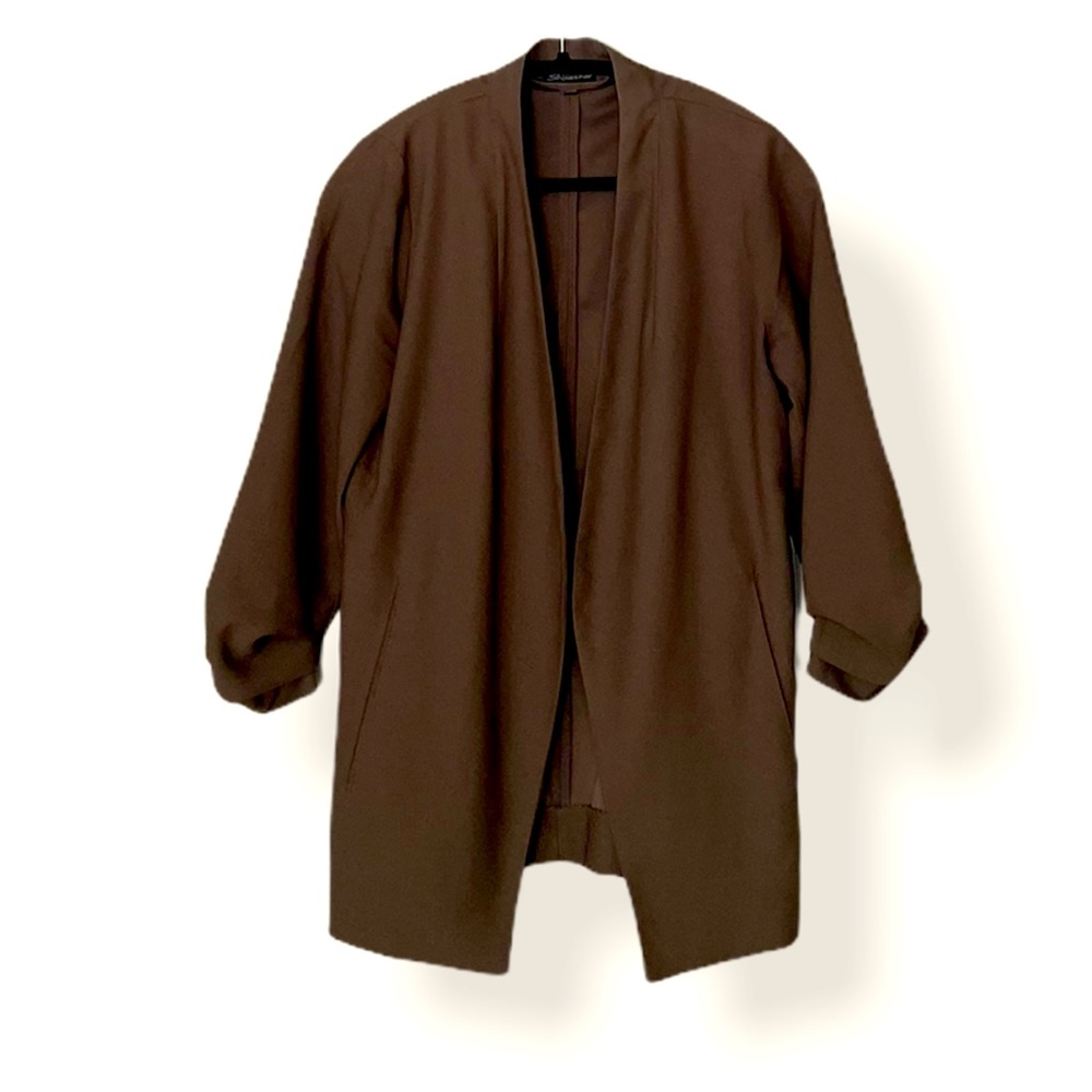 Shinestar Ladies Brown 3/4 Sleeve Blazer Medium